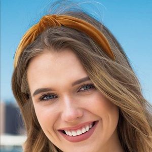 Yellow velvet knot headband